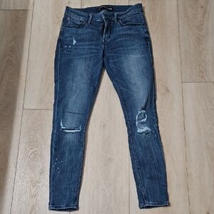 Express Dark Blue Distressed Skinny Jeans